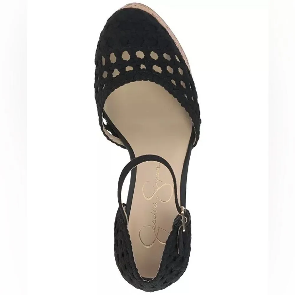 JESSICA SIMPSON Marshela Ankle-Strap Platform Wedge Sandals Woven Cutout shoes